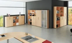 Aktenschrank 80 cm Ahorn/ Rahmen Silber