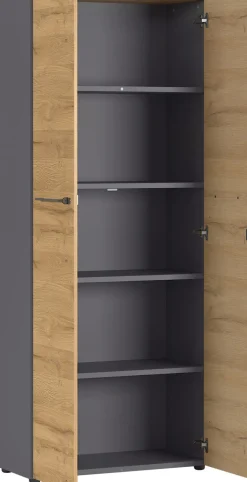 Aktenschrank ISORNO 2-türig 197 cm Graphitgrau/ Eiche