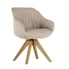 Armlehnenstuhl CHILL Stoffbezug beige/ Gestell Eiche