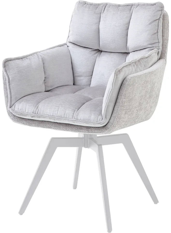 Armlehnstuhl ALANI silberfarbig/weiß