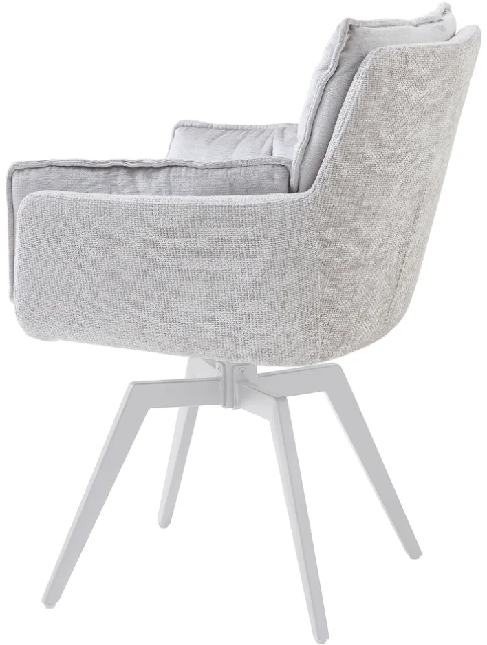 Armlehnstuhl ALANI silberfarbig/weiß
