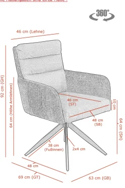 Armlehnstuhl LEANDRA 2er Set Wildlederoptik anthrazit innen und Webstoff außen