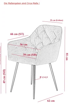 Armlehnstuhl TINA I 2er Set vintage velvet anthrazit