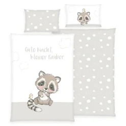 baby best Renforcé-Babybettwäsche KLEINER RÄUBER 100 x 135 cm grau/weiß
