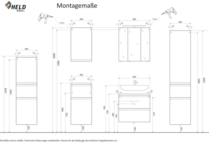 Bad-Hochschrank GENT grau/braun