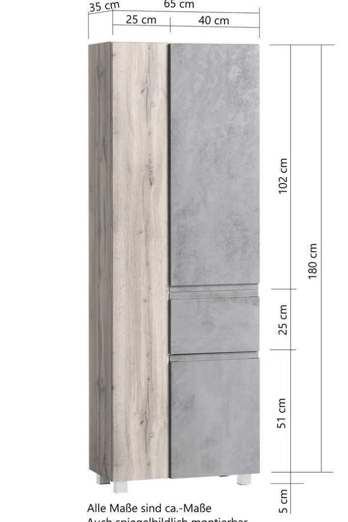 Bad-Hochschrank GENT grau/braun