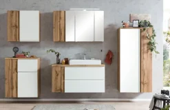 Bad-Midischrank GENT weiß/braun 65cm 2-türig