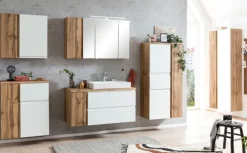 Bad-Seitenschrank GENT weiß/braun 65cm 2-türig