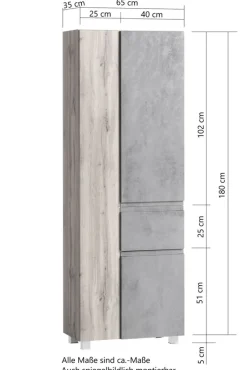 Bad-Seitenschrank GENT weiß/braun 65cm