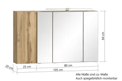 Bad-Spiegelschrank GENT braun MDF-Tür links