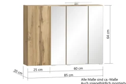 Bad-Spiegelschrank GENT weiß/braun 85cm