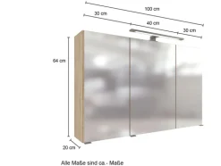 Bad-Spiegelschrank LIMBURG braun 100cm