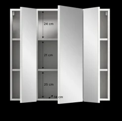 Bad-Spiegelschrank VIRA Weiß Hochglanz 3-türig ca. 82 × 77 × 18 cm