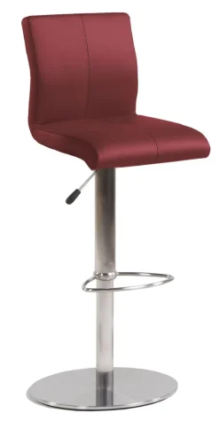 Barhocker AMATI 2er Set Edelstahl /Lederlook rot