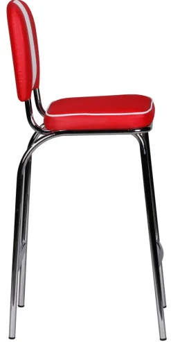 Barhocker Lederlook rot/ weiß