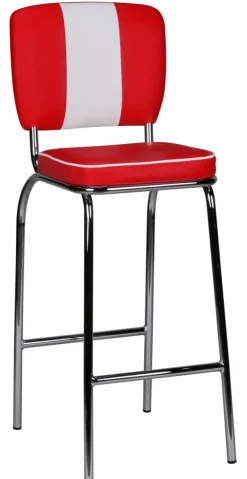 Barhocker Lederlook rot/ weiß