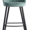 Barhocker mit Rückenlehne schwarz/ grün Samt