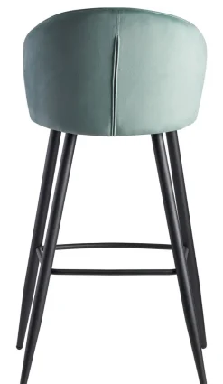 Barhocker mit Rückenlehne schwarz/ grün Samt