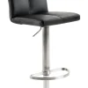 Barhocker MY TIMO I Drehgestell silber Lederbezug schwarz