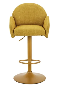 Barhocker POLLY, Metall/Textil, 52 x 53 x 96-117 cm Gelb