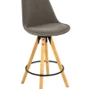 Barhocker TURA Gummiholz massiv Eichefarben/grau