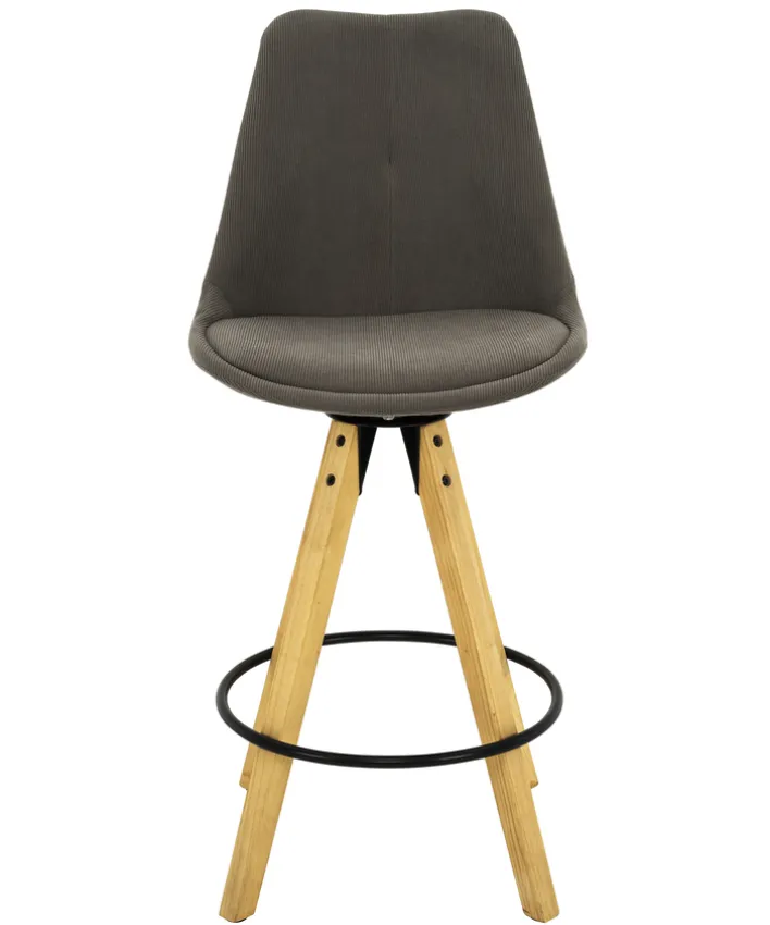 Barhocker TURA Gummiholz massiv Eichefarben/grau