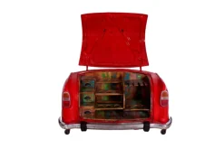 Barschrank 168 x 80 cm Metall-Rahmen rot Altholz Regale bunt