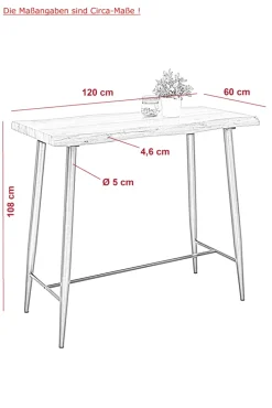 Bartisch GABY Wildeiche NB 120 x 60 cm
