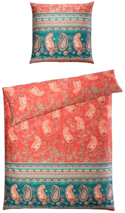 bassetti Mako-Satin-Bettwäsche ANACAPRI V1 155 x 220 cm rot