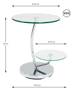 Beistelltisch Ø 52 cm chrom/Glas