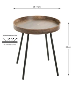 Beistelltisch Ø 40 cm dunkelbraun/schwarz