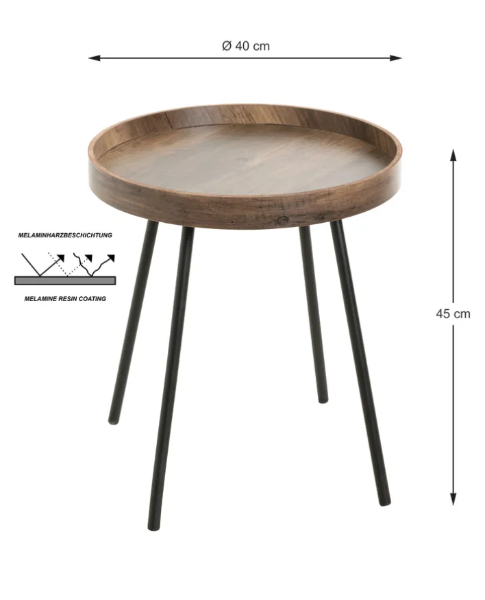 Beistelltisch Ø 40 cm dunkelbraun/schwarz