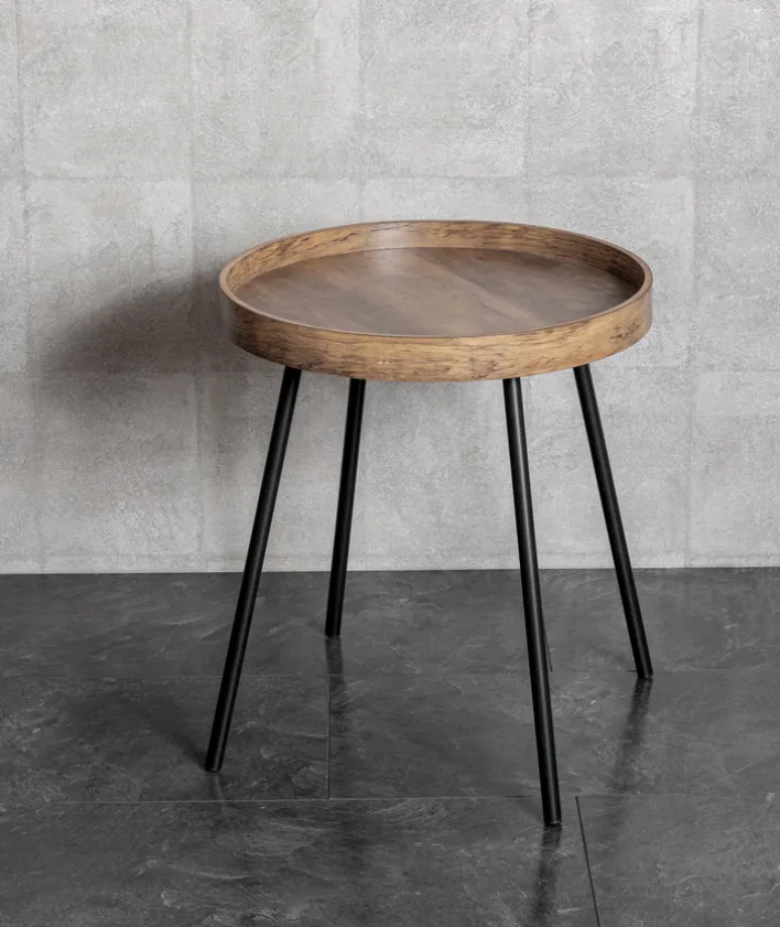 Beistelltisch Ø 40 cm dunkelbraun/schwarz