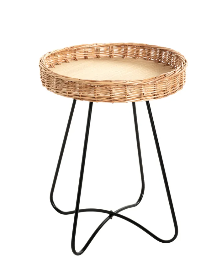 Beistelltisch Ø 41 cm natur/schwarz