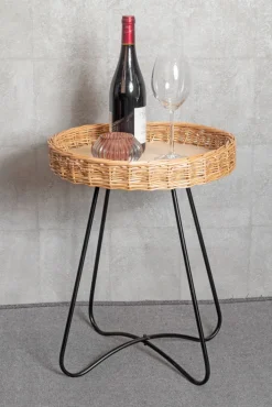 Beistelltisch Ø 41 cm natur/schwarz