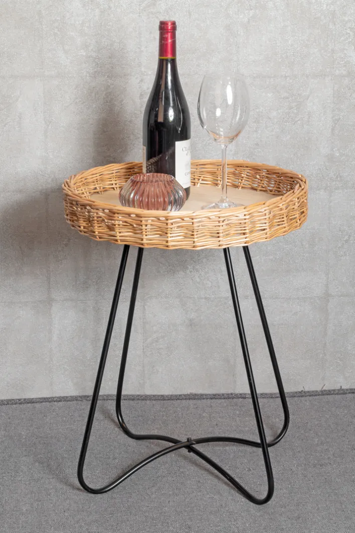 Beistelltisch Ø 41 cm natur/schwarz