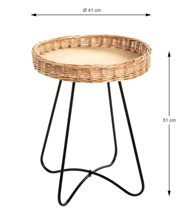 Beistelltisch Ø 41 cm natur/schwarz