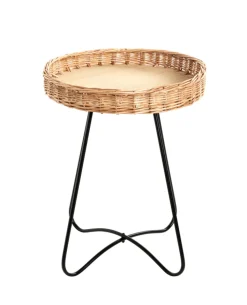 Beistelltisch Ø 41 cm natur/schwarz