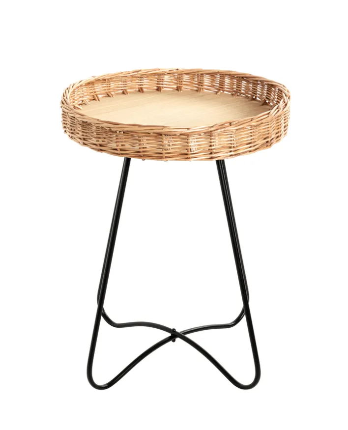Beistelltisch Ø 41 cm natur/schwarz