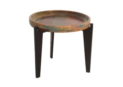 Beistelltisch 46 x 46 cm Altholz bunt/Metall schwarz