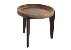 Beistelltisch 46 x 46 cm Altholz bunt/Metall schwarz