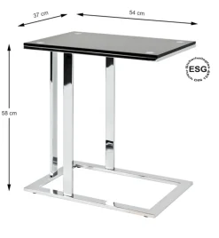 Beistelltisch 54 x 37 cm chromfarbig/schwarz