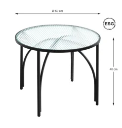 Beistelltisch 50 x 50 cm Dekorglas/schwarz