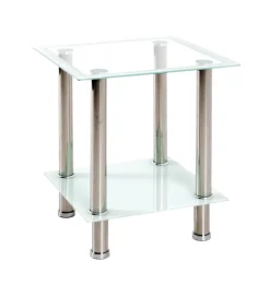 Beistelltisch 40 x 40 cm Edelstahl/weiß