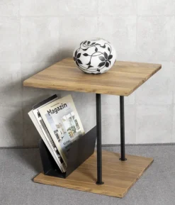 Beistelltisch 45 x 45 cm Eiche massiv braun/schwarz