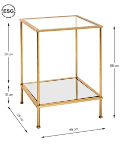 Beistelltisch 39 x 39 cm Glas/goldfarbig