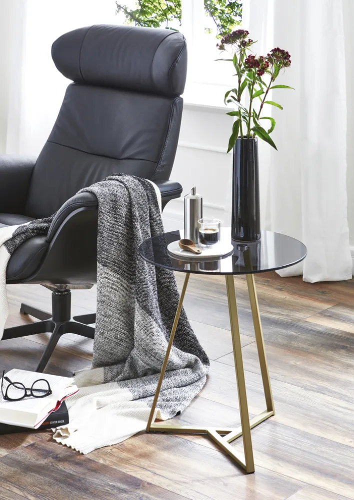 Beistelltisch 45 x 50 cm goldfarbig/grau rund