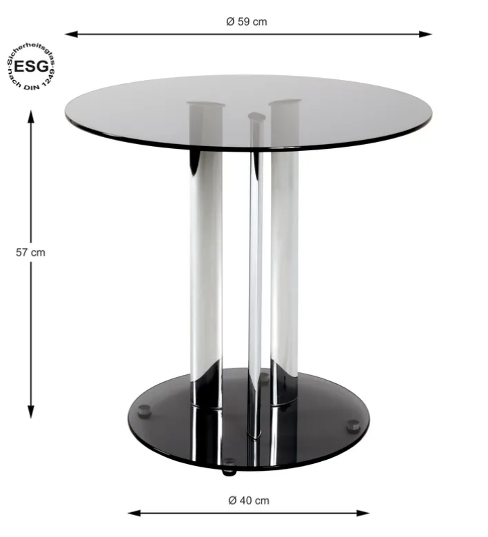 Beistelltisch 59 x 57 cm grau/chromfarbig
