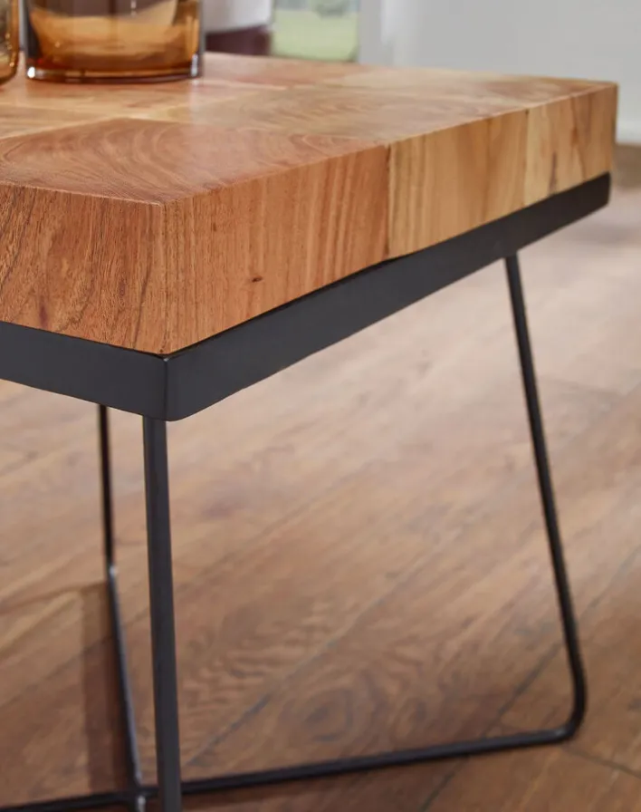 Beistelltisch 45 x 45 cm schwarz/ Akazie