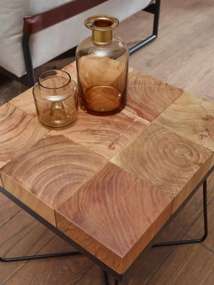 Beistelltisch 45 x 45 cm schwarz/ Akazie